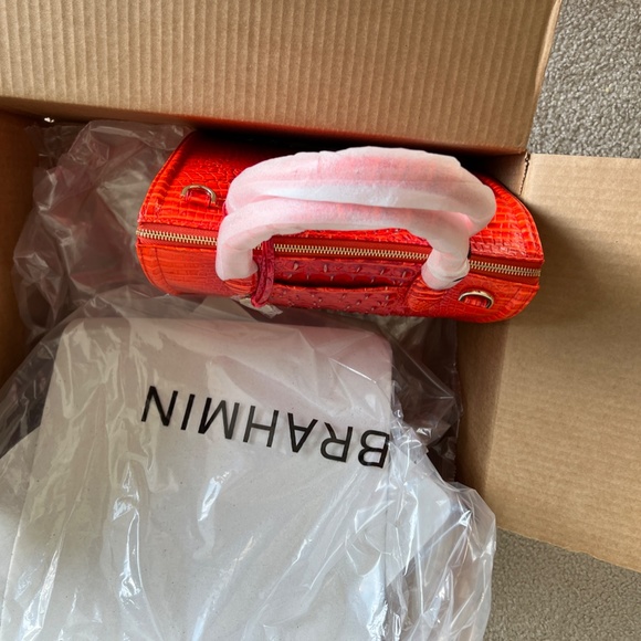 Brahmin Caroline Melbourne Genuine Leather Orange - Never Used - Picture 12 of 14